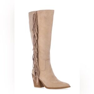 Brand New Tan Fringe Knee-High Boots